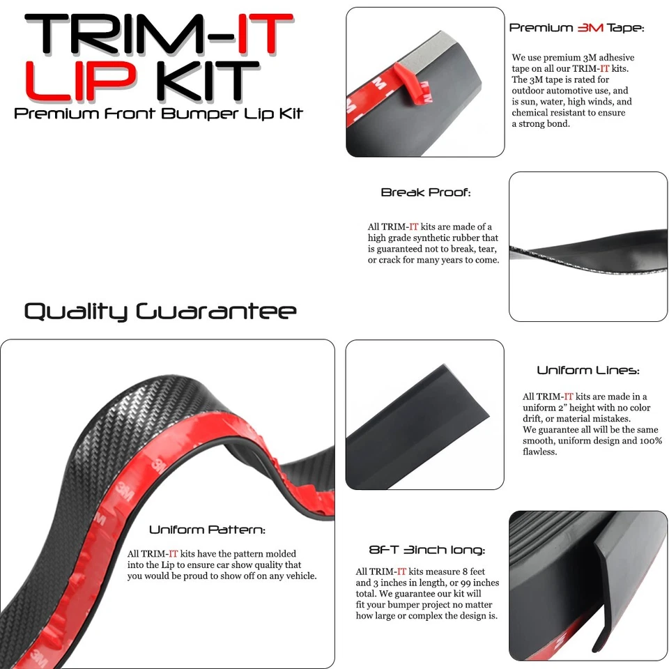 Комплект для губ TRIM-IT универсальный спойлер для бампера кромок кузова из углеродного волокна Isuzu - Изображение 2 из 4