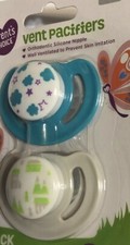 Parent's Choice Vent Pacifiers Gray and Blue Rockets 18 Months - 2 Pacifiers