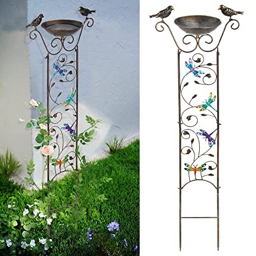 Bird Bath With Trellis Outdoor Antique Garden Iron Plant Trellis With Decorative