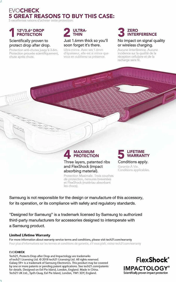 Funda Flexible Silicona Tech21 Evo Check para Samsung Galaxy S9 - Rosa Fucsia Foto 3 de 4