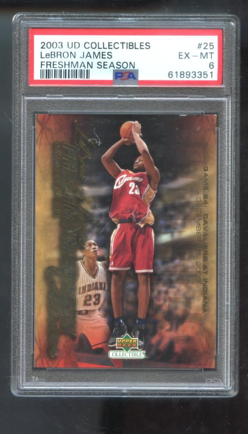 2003-04 UD Upper Deck #25 Lebron James Freshman Season ROOKIE PSA 6 Graded Card