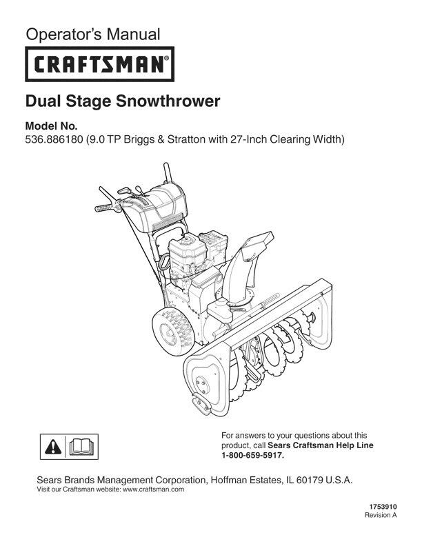 Instruction Book − Snowthrower Model 621401x54NB Manuel de l