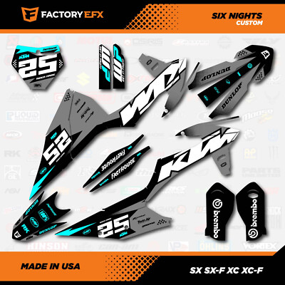 Gray & Cyan Racing Graphics Kit fits KTM 19-22 SX SXF XC XCF 125 150 200 300 450