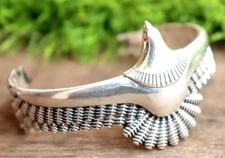 Eagle Cuff 925 Sterling Silver Handmade Jewelry Eagle Cuff Bracelet Size-ADJ"