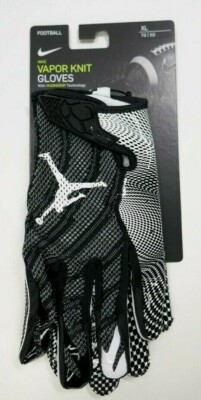 Nike Jordan Vapor Knit 3.0 Football Gloves Mens XL Black/White | eBay