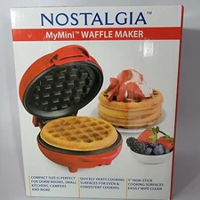 Nostalgia My Mini Waffle Maker 5 in Cooking Surface Brand New Factory Sealed Red