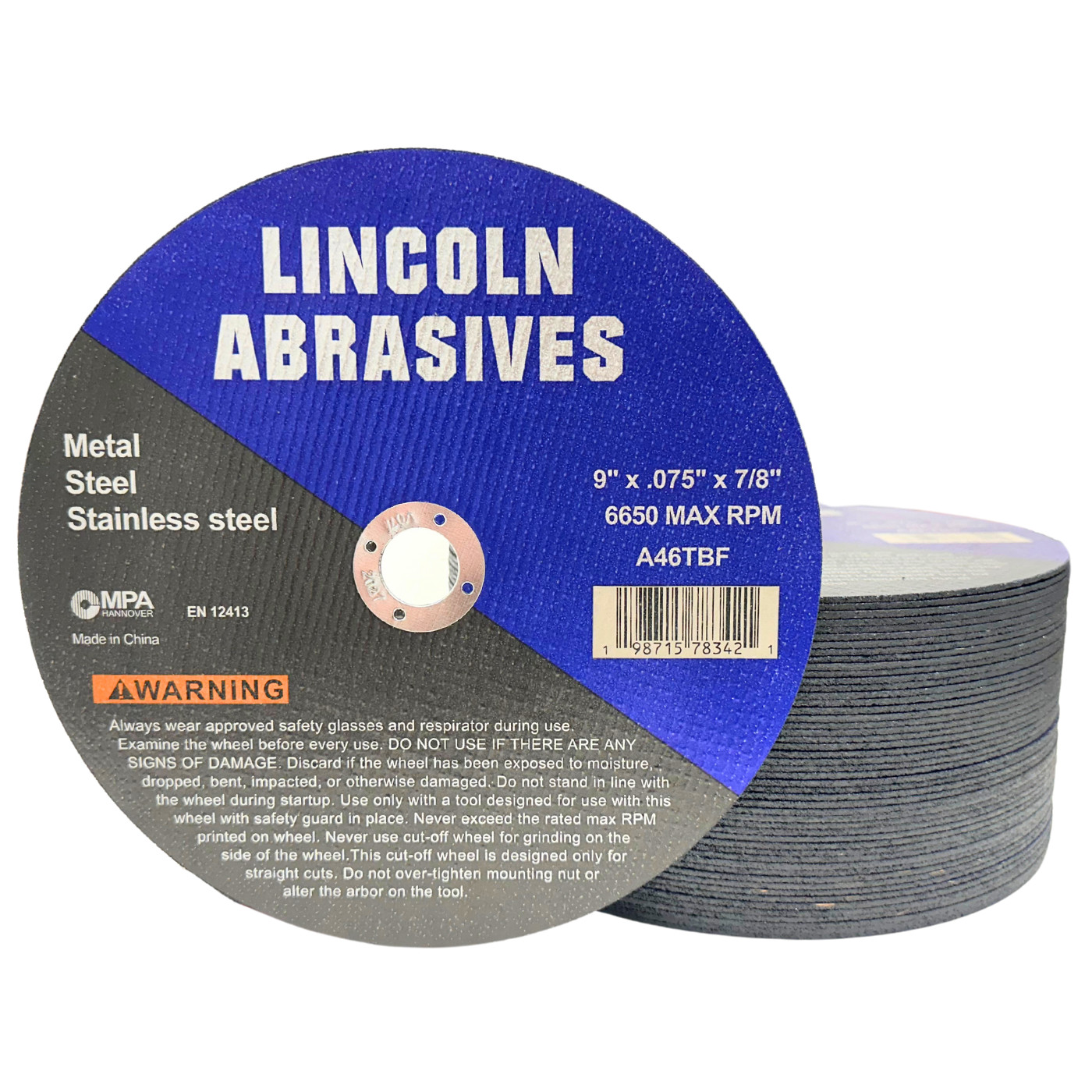 50 Pc 9" x .075" x 7/8" Cut off Wheels Stainless Steel Metal Cutting Discs