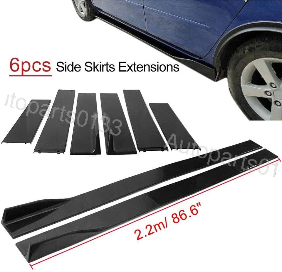 For Volkswagen Polo Front Bumper Lip Splitter Side Skirts Rear Lip Gloss Black Foto 3 de 4
