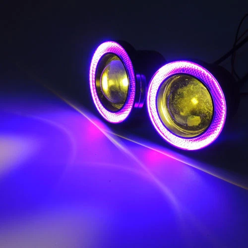 2x 3.5" 3200LM Amarillo LED Luz Antiniebla de Conducción con Anillo Halo Rosa Púrpura DRL Coche 12V Foto 4 de 4