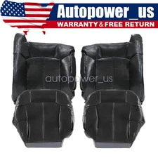 Driver & Passenger Leather Seat Cover Dark Gray Fits 2001 2002 Chevy Silverado