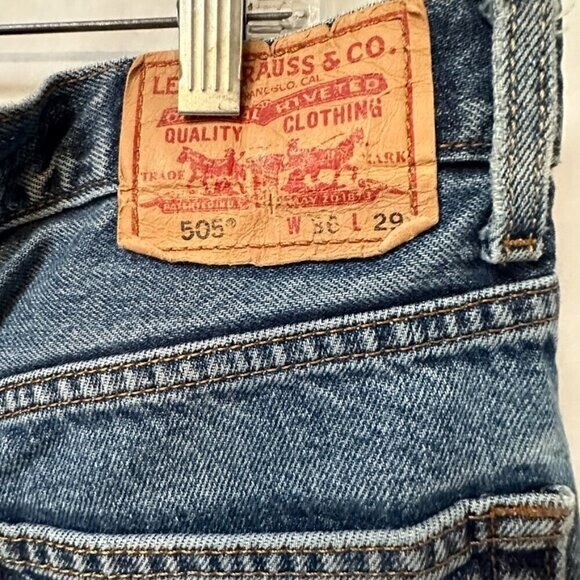 Levi's 505 Jeans Dark Blue Denim Waist 36" x 29"  Unisex Straight Vintage thumbnail 2