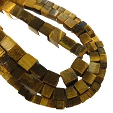 Yellow Tiger Eye Beads For Jewellery Making  Cubes Natural Gemstone