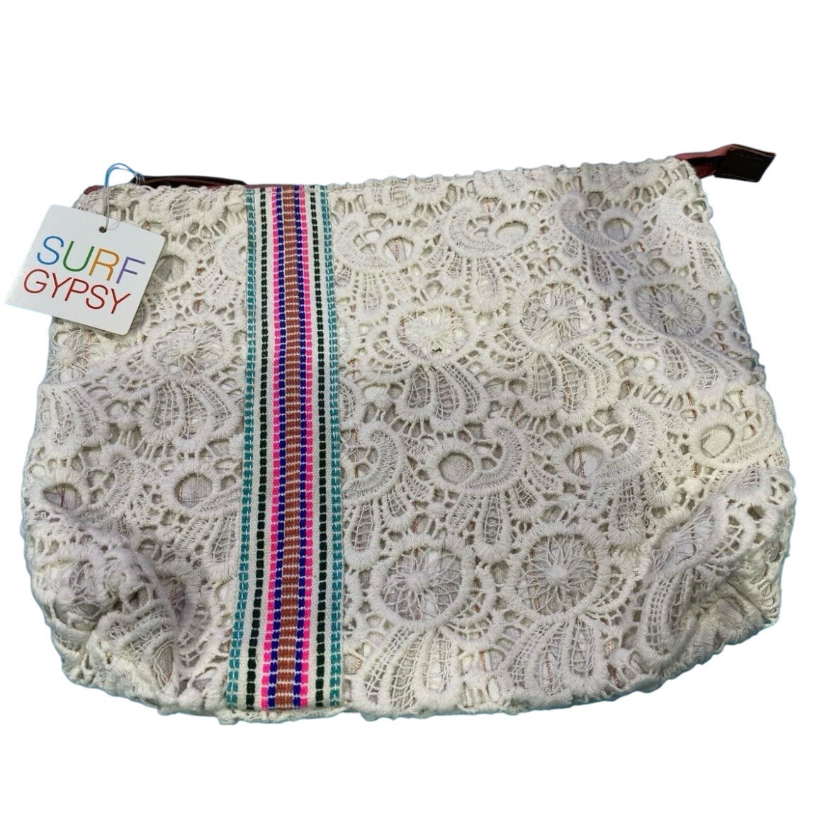 Surf Gypsy Lace Stripe Zip Up Makeup Bag New With Tags