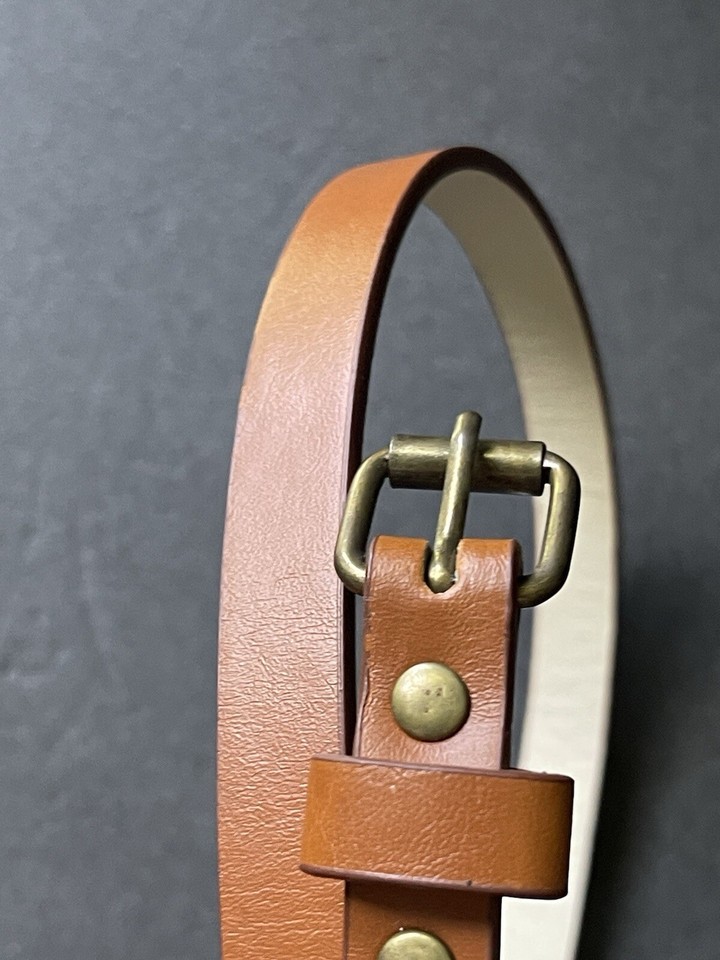 Womens Leather Skinny Belt Brown Tan Casual Dress Adjustable Office eBay