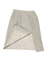 Vtg. Valentino Wool Skirt Knee Length Cream Beige Sz 10 Career Business Preppy