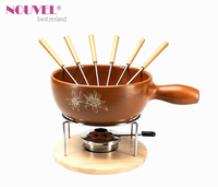 KäSefondue-Set 6 Pers. Nouvel Swiss Duo Edelweiss Wood 22 Cm / 2,2 L Edition