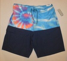 Men's George Blue Tie Dye Quick Dry E-Borad Swim Shorts Size Large 36-38 