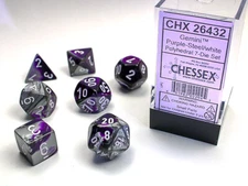 Chessex 26432 Gemini® Polyhedral Purple-Steel/white 7-Die Set