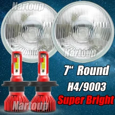 7" inch Sealed Beam Headlight Conversion High/Low Beam Chrome + 100W H4 LED