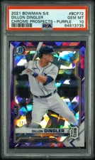 Dillon Dingler 2021 Bowman Sapphire Edition Purple RC 12/20 #BCP-72 PSA 10