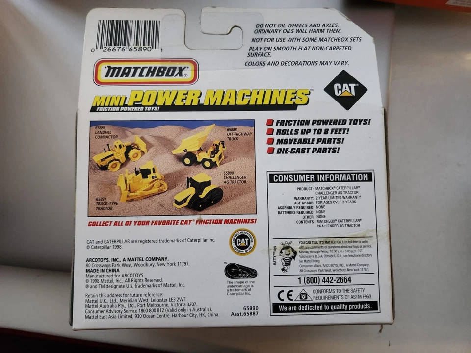 Caterpillar CAT  45 Challenger Ag Tractor Matchbox Friction Powered Toy  1998 - Image 2 of 2