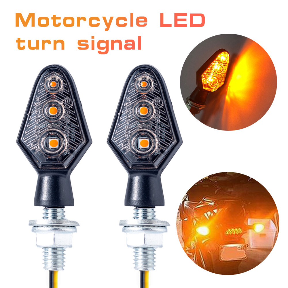 2X Mini LED Motorcycle Turn Signals Indicator Amber Blinker Light Universal Lamp