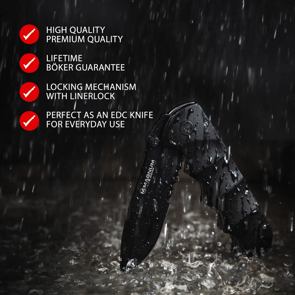 Navaja de Bolsillo Boker Magnum Lanza Negra Hoja de 3.94" Mango de Aluminio 440A - 01RY247 Foto 2 de 4