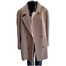 Noble Wool Womens Dress Coat Medium Tan Off White Medium Length