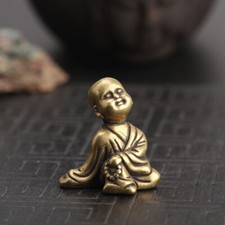  Chinese Collection old Asian Brass young Buddhist monk Exquisite  statue 