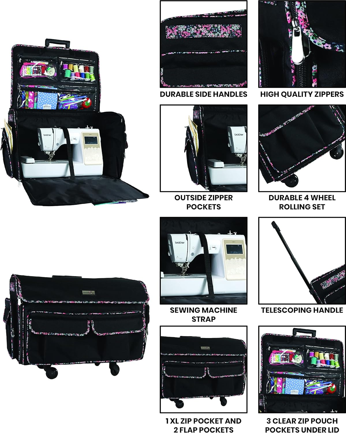 XXL Rolling Sewing Machine Totes 726084599963 eBay