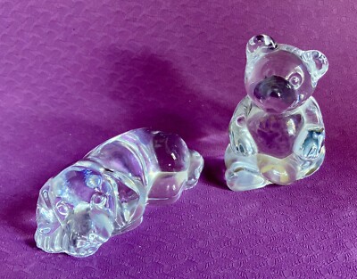 Princess House PETS Lot of Bear and Dog 24% Lead Crystal
