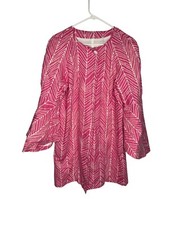 Vintage Pink White Leaf Print Jacket With Flared Sleeves