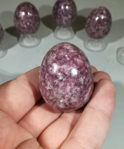 40mm Crystal Gemstone Egg, Howlite, Obsidian, Lepidolite, Rose Quartz With Stand - Picture 34 of 106