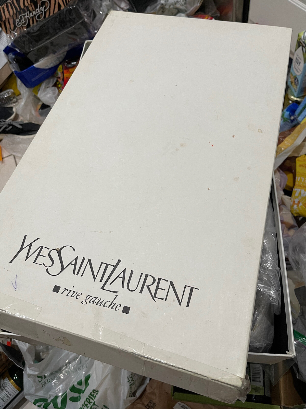 SAINT LAURENT LOGO YSL ORIGINALE SCATOLA STIVALI ALTI DEPOSITO