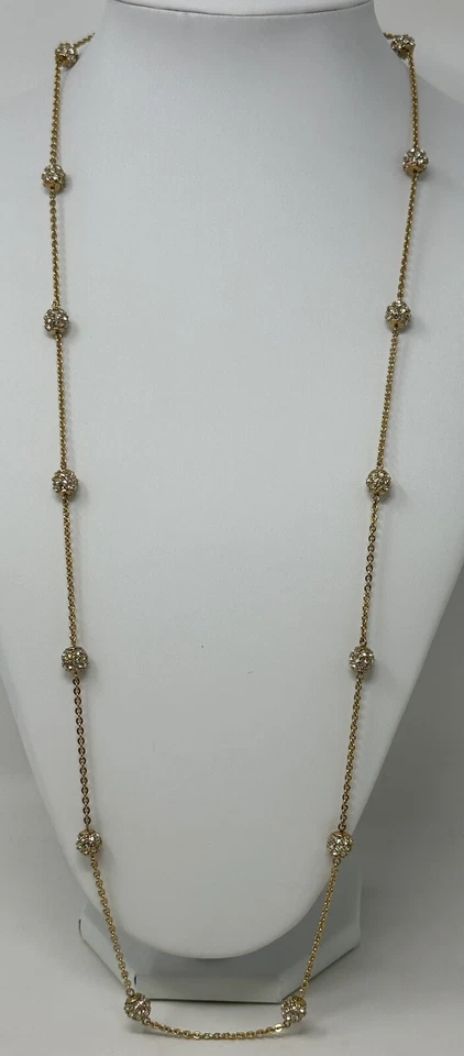 Collar de Capas Largas Estación Bola Estrás Brillante Firmado Nolan Miller De Colección