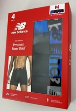 Men's Size M New Balance 4 Pack Performance Premium Boxer Briefs Blue Black Grey