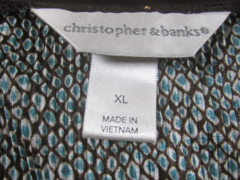 Blusa Christopher & Banks para mujer multicolor sin mangas brillante dobladillo en capas XL Foto 3 de 4