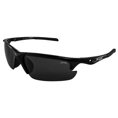 Maxx Storm Sport Golf Riding Sunglasses Black with Polarized Smoke Lens