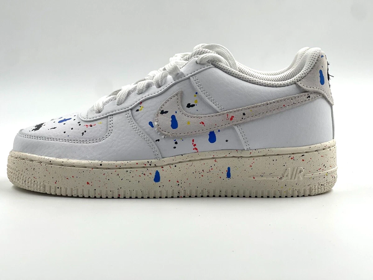 Nike Air Force 1 LV8 GS Paint Splatter White DJ2598-100 KIDS Size  6Y/Women’s 7.5