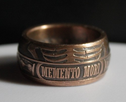 Custom Made Polished 1oz .999 Copper Memento Mori Coin Ring Sized To Fit 9 to 15 - Picture 2 of 5