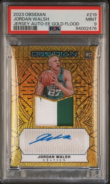 2023 Obsidian Jersey Auto Gold Flood Electric Etch /10 Jordan Walsh #219 PSA 9