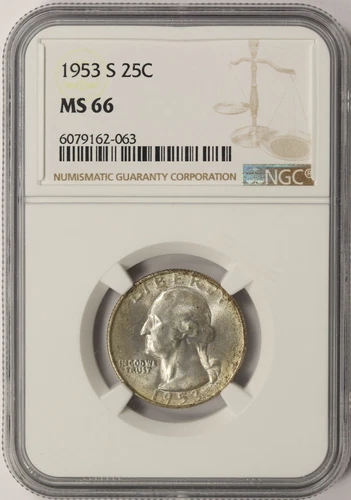 1953-S Washington Silver Quarter 25c NGC MS66