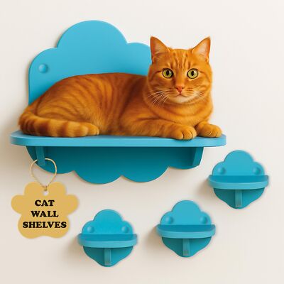 Cat Wall Shelves   Sturdy Floating Perch & Climbing Steps Holds 20+ lbs Easy ...