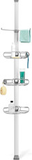 Simplehuman Tension Pole Shower Caddy, No-Drill Floor to Ceiling Bathroom Organi