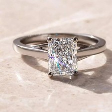 3 CT Radiant Cut Solitaire VVS1 Moissanite Engagement Ring 925 Sterling Silver