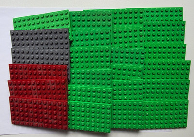 24x LEGO Platte 6x12 3028 Hellgrün, Dunkelgrau, Dunkelrot MOC Minecraft