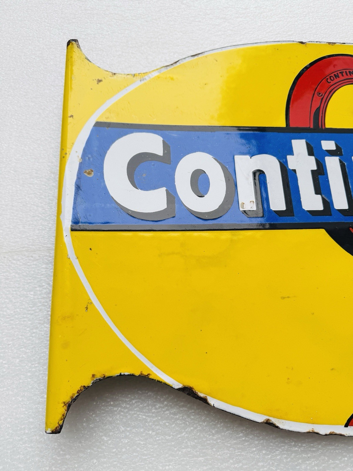 Emailschild Continental Pneumatik Reifen Ausleger - 60x36cm - Original 1920er