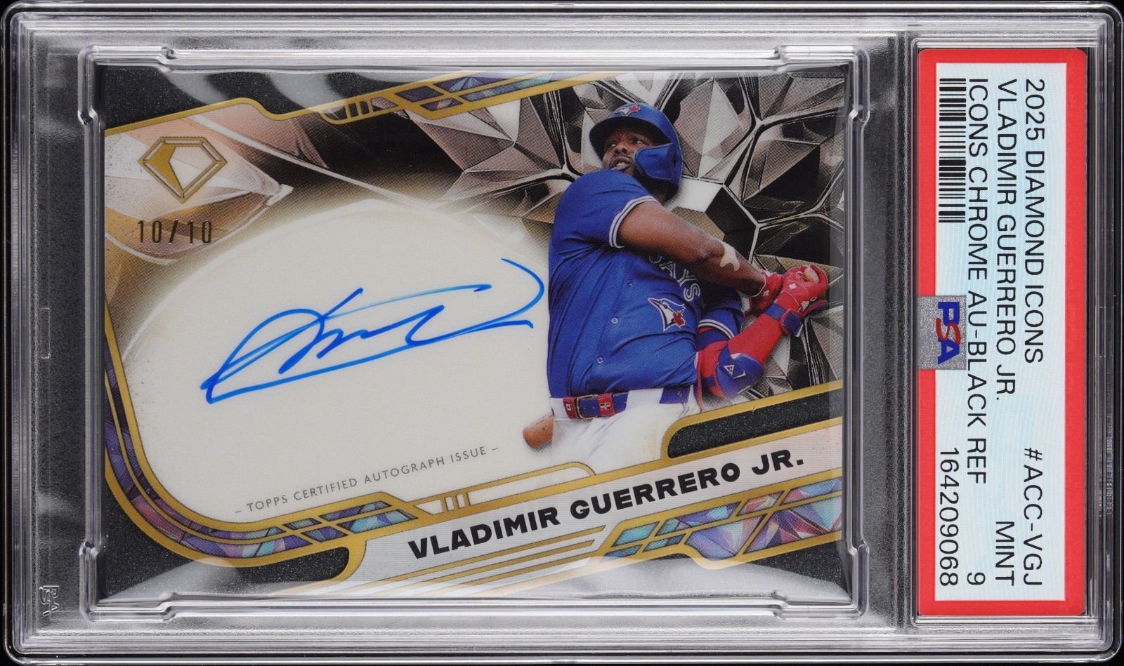 2025 TOPPS DIAMOND ICONS CHROME AUTO BLACK VLADIMIR GUERRERO JR. 10/10 PSA 9 view 2
