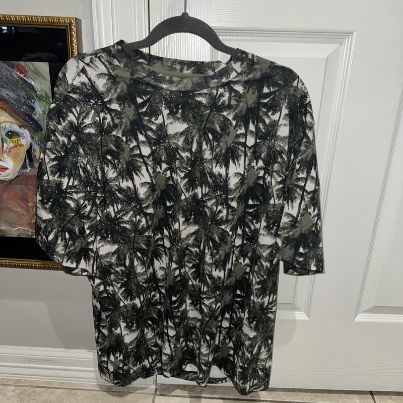 Armani Exchange Regular fit palm tree patterned t-shirt Green Palm XL