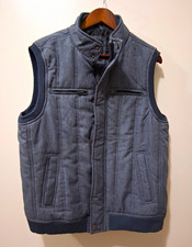 Marc Anthony Men s Gray Vest Full Zip Snap Front Stand-Up Collar Pockets L
